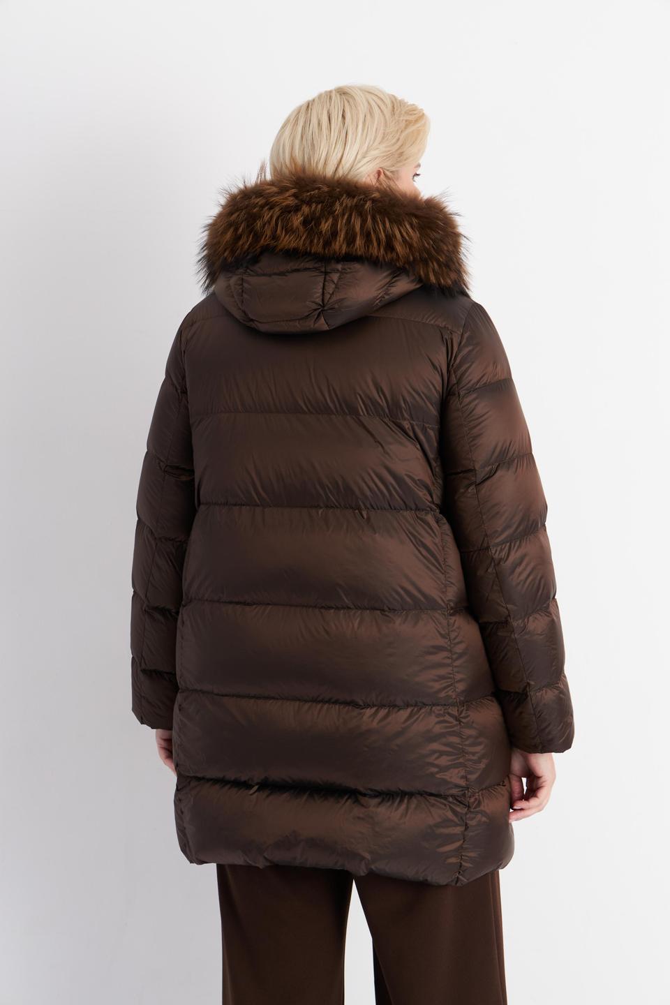 Куртка Betty Barclay outdoor с меховым капюшоном шоколадного цвета