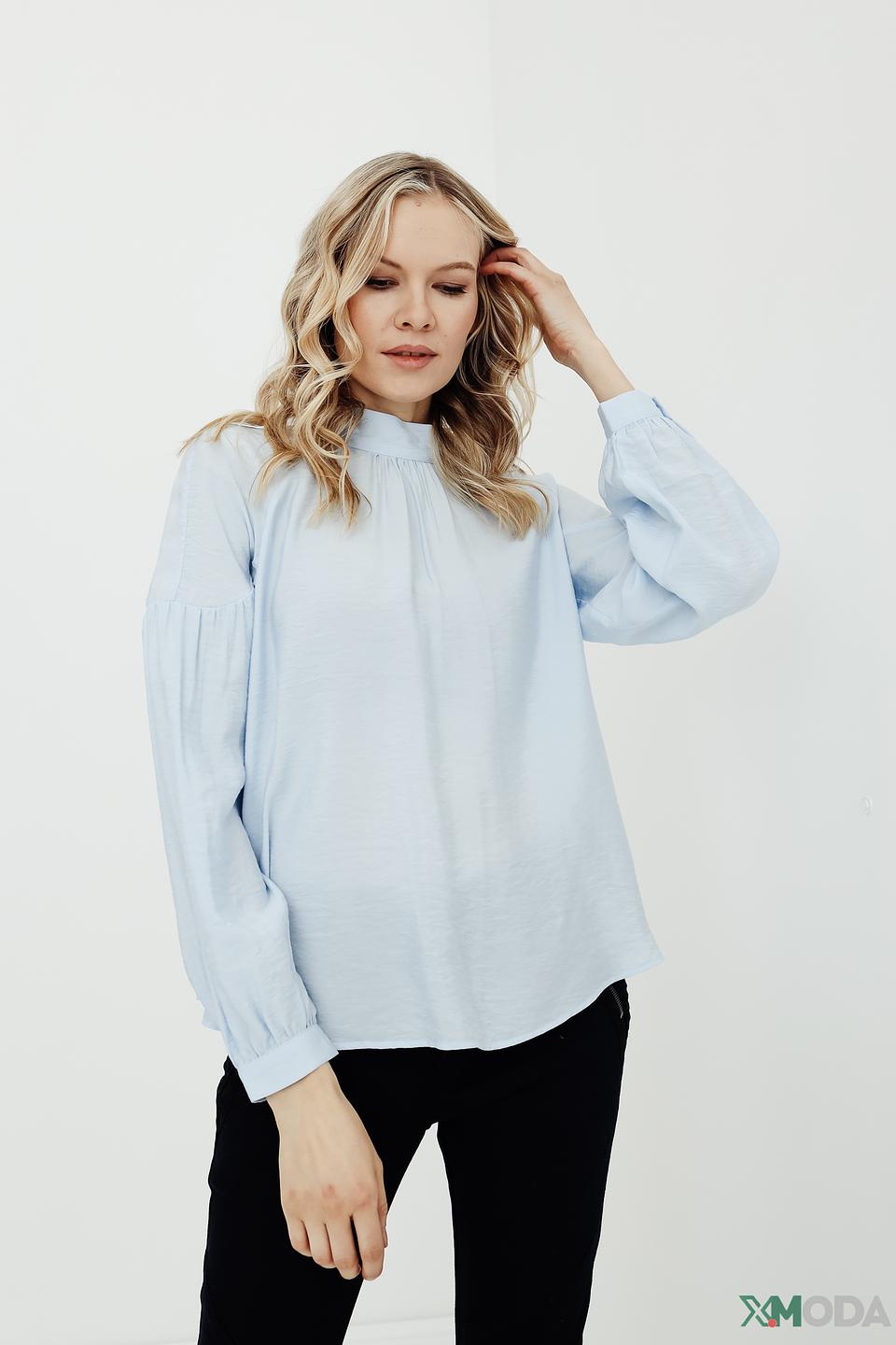 Блуза Taifun с фонариками голубая