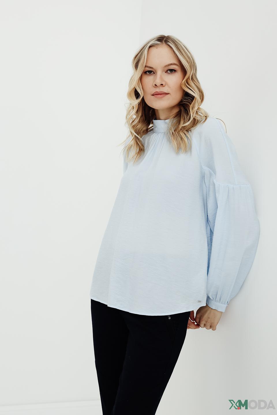 Блуза Taifun с фонариками голубая