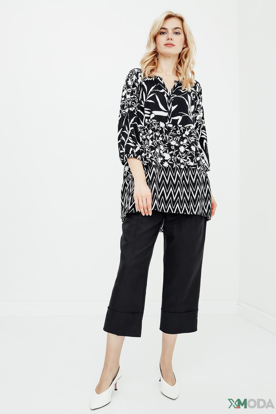 Блуза Betty Barclay черно-белая с принтом