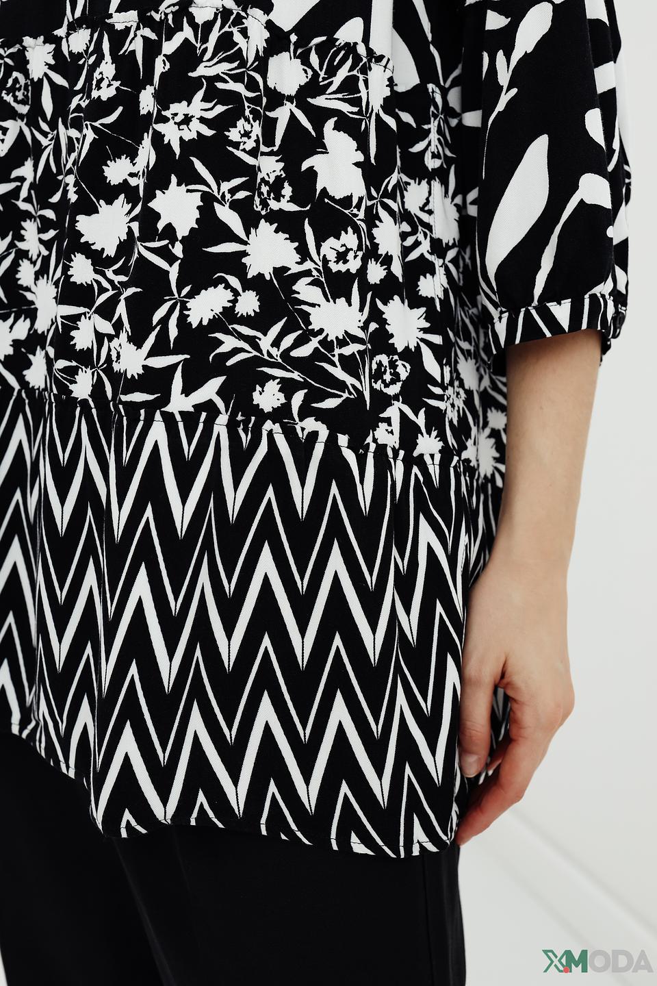 Блуза Betty Barclay черно-белая с принтом