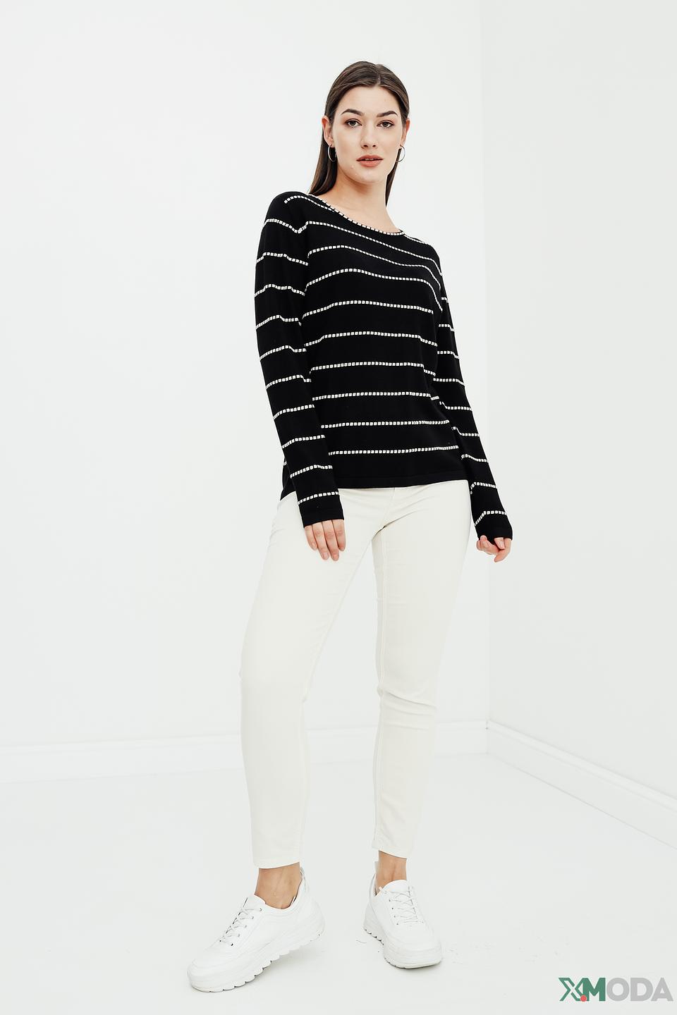 Пуловер Lebek в полоску чёрный