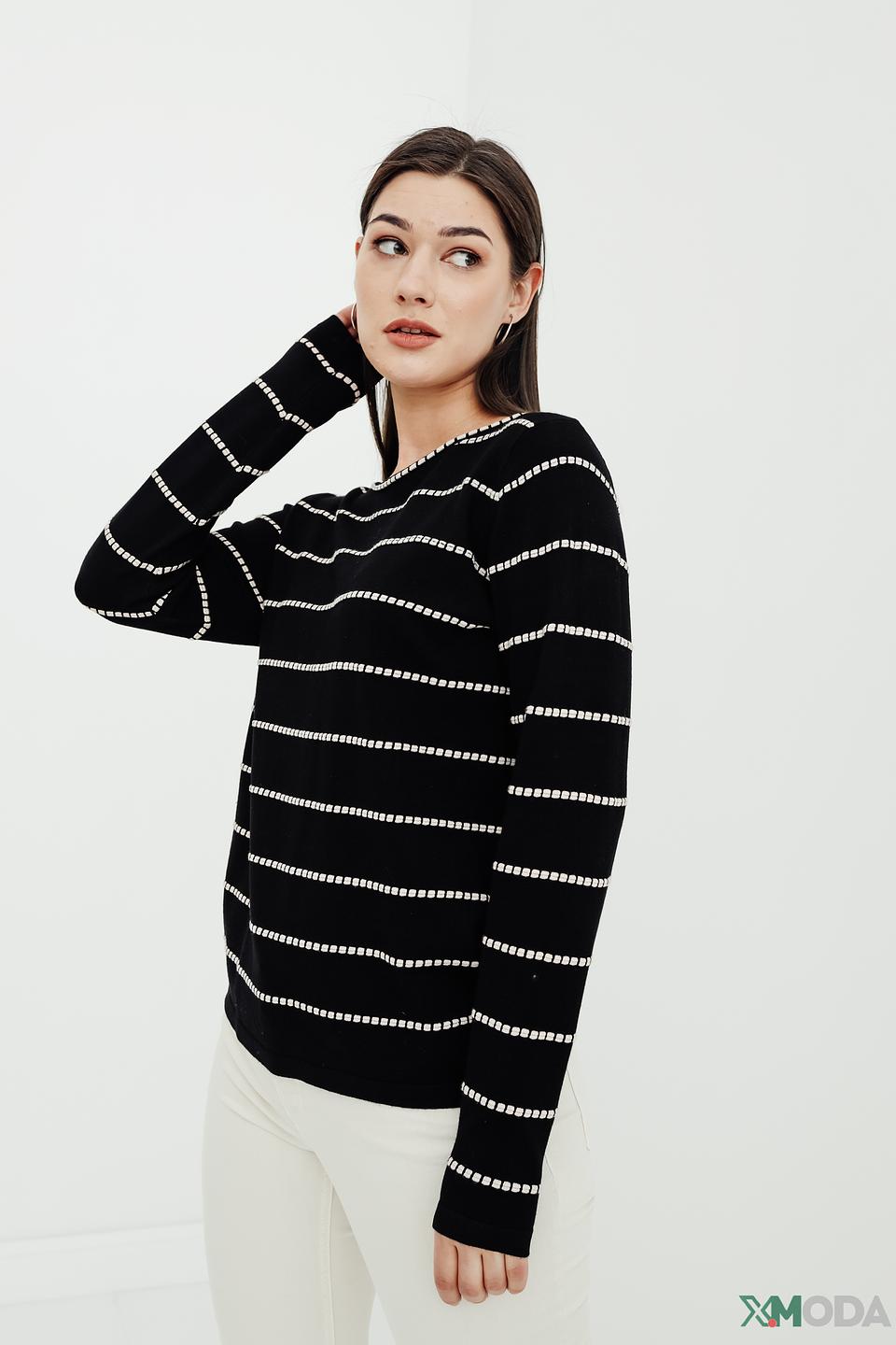 Пуловер Lebek в полоску чёрный