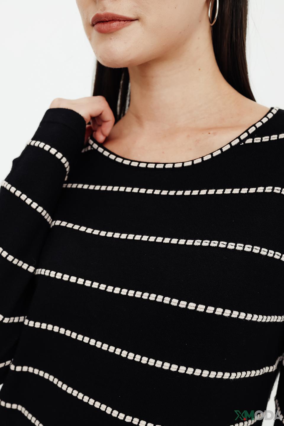 Пуловер Lebek в полоску чёрный