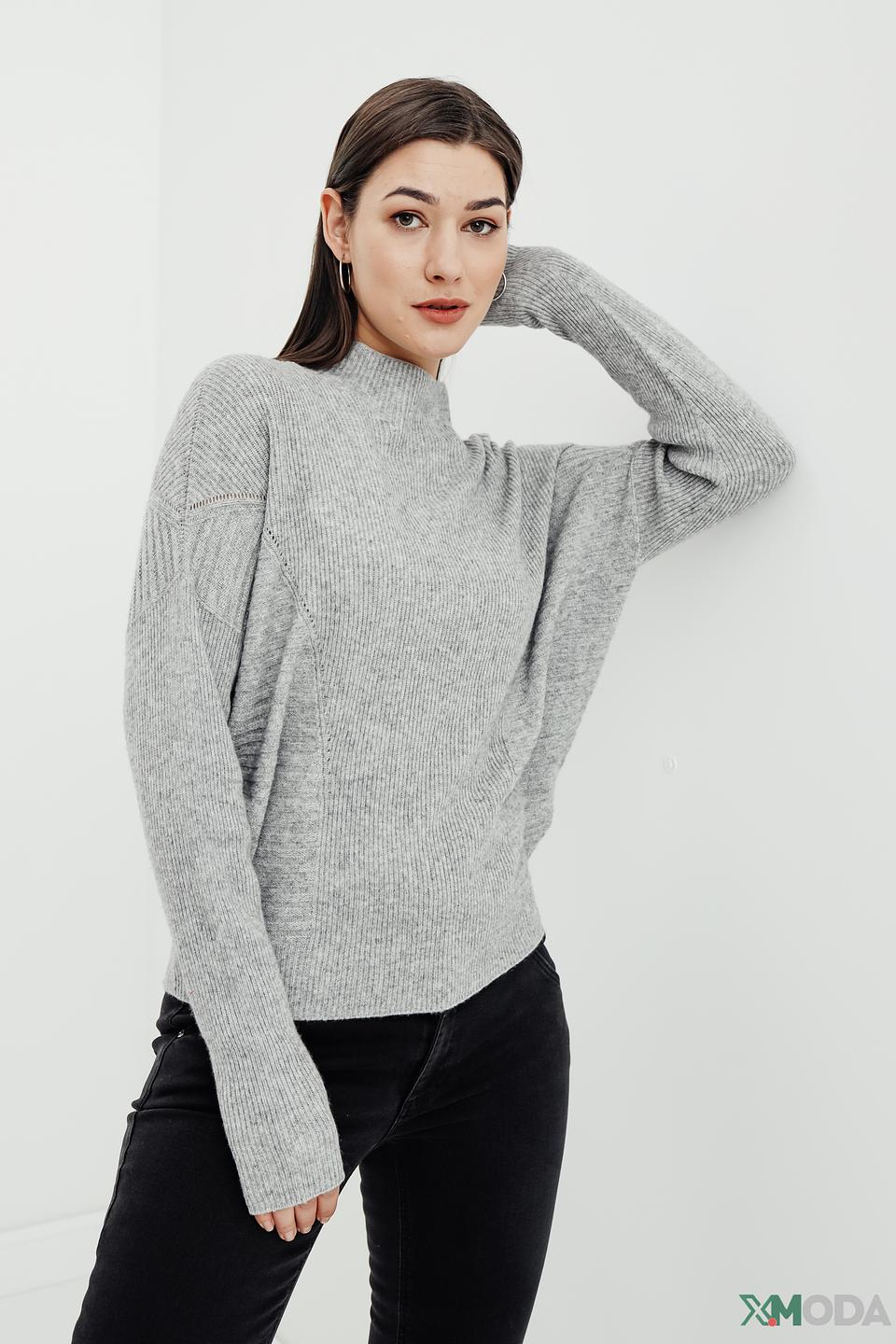 Пуловер Oui женский серый меланж