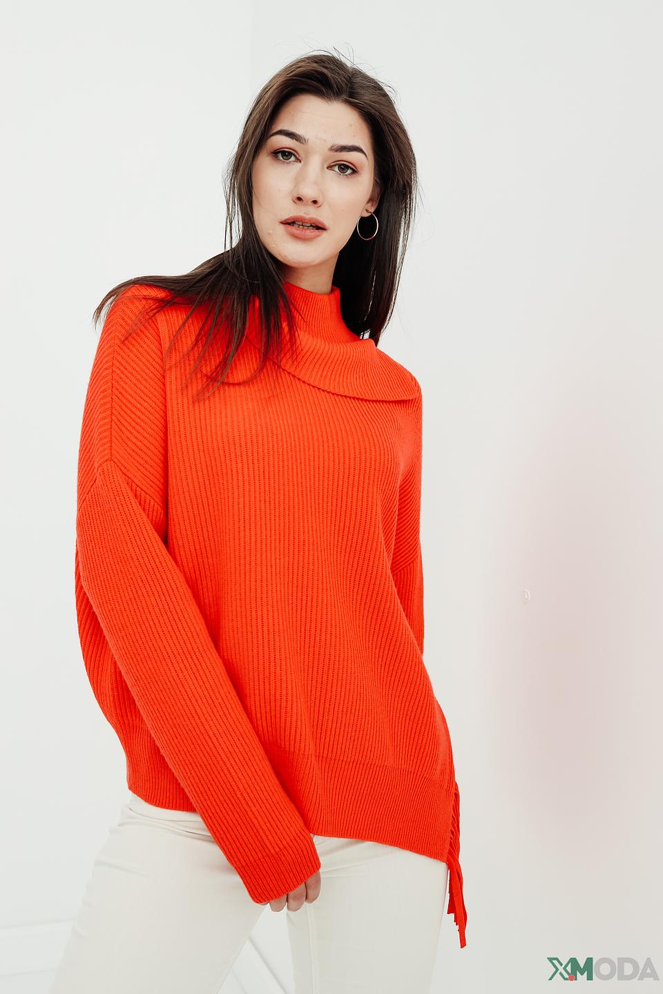 Пуловер Taifun оранжевый с бахромой