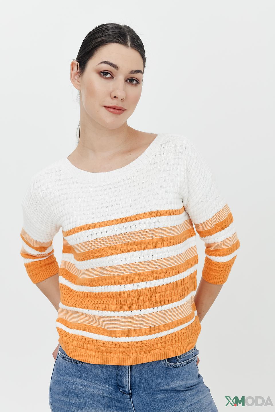 Пуловер Pezzo в полоску оранжевый