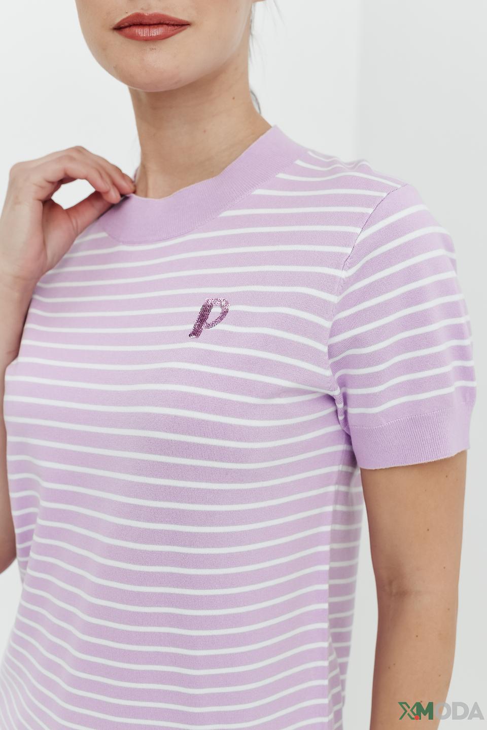 Пуловер Pezzo в полоску лавандовый