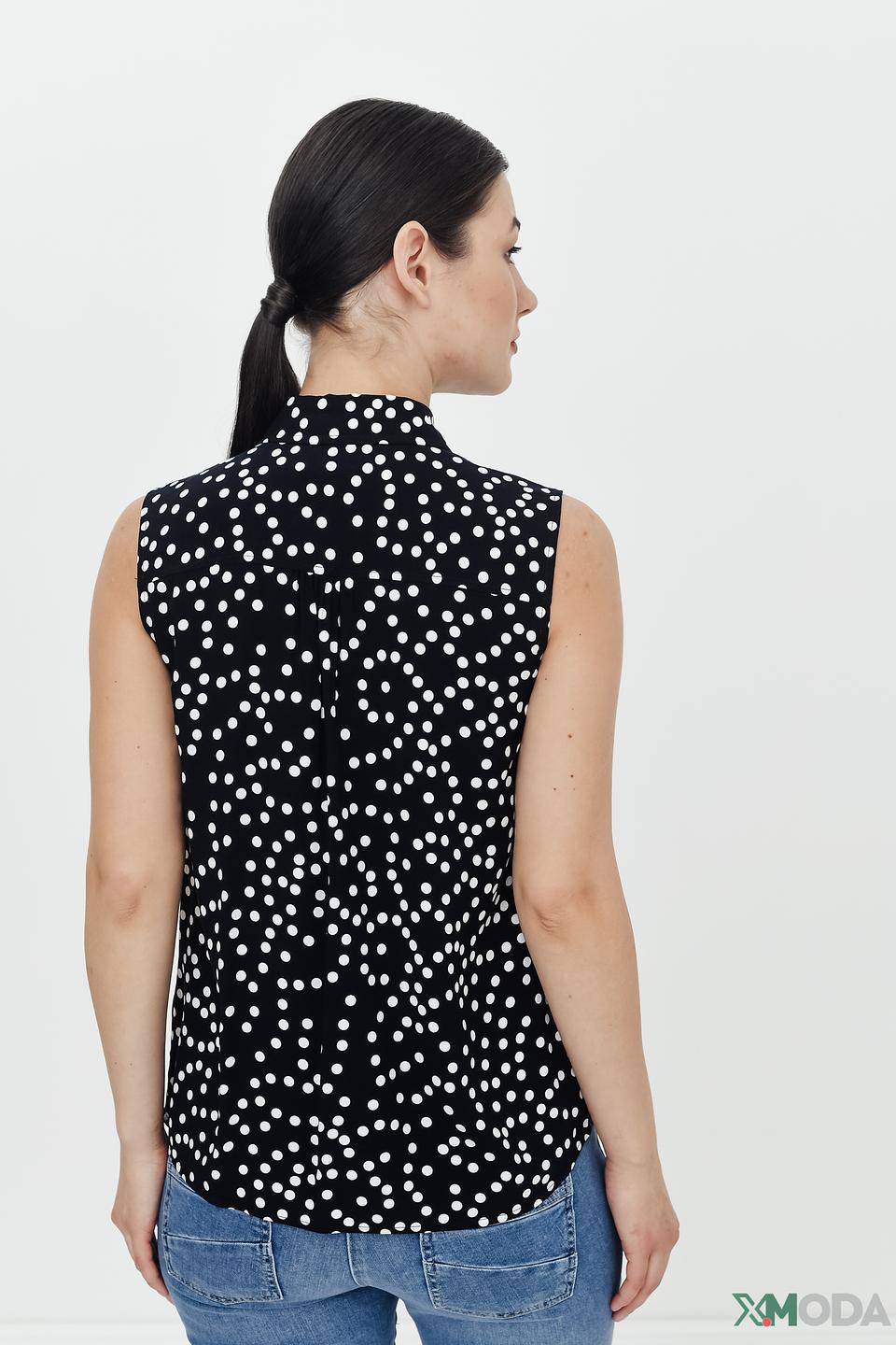 Блуза Pezzo в горошек чёрная