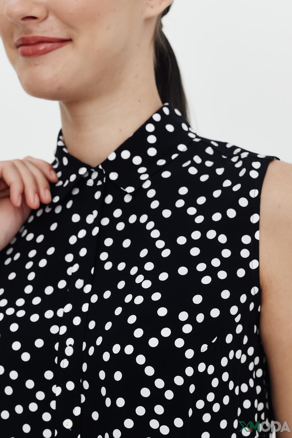 Блуза Pezzo в горошек чёрная