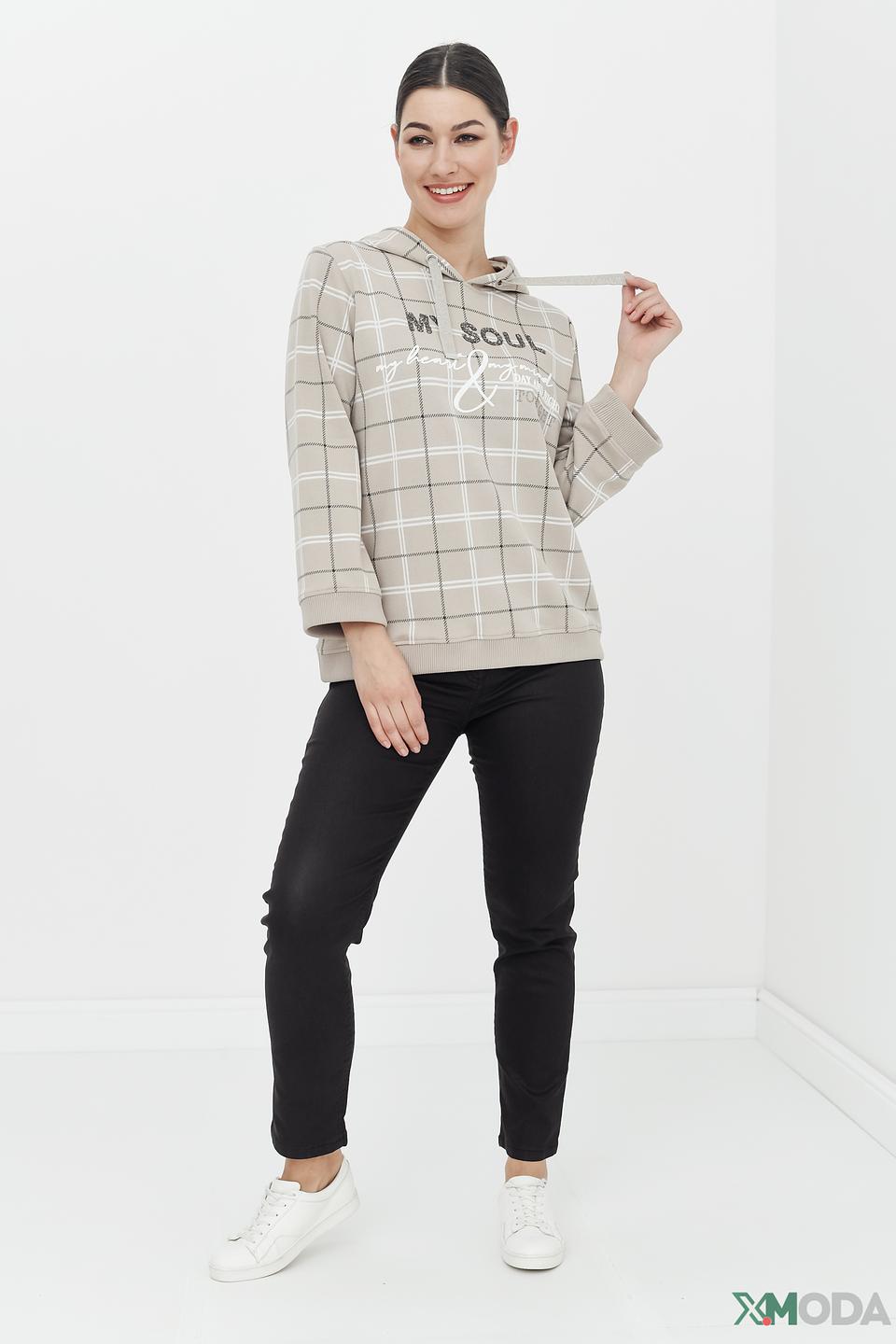 Пуловер Monari в клетку с капюшоном