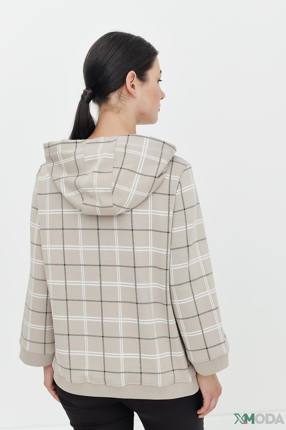 Пуловер Monari в клетку с капюшоном