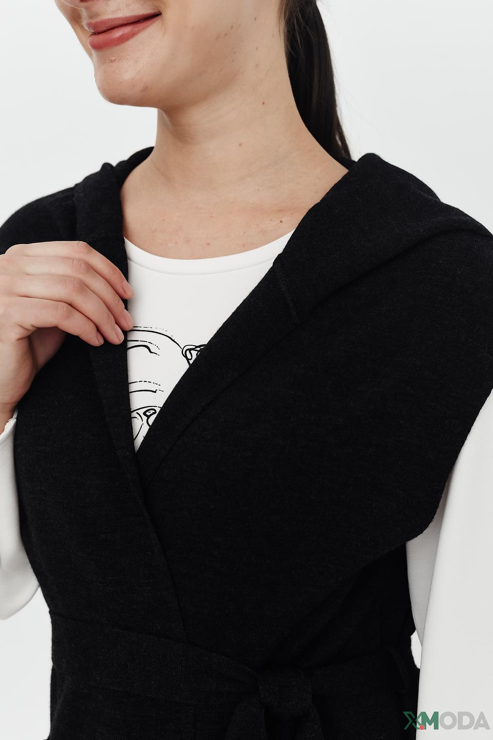 Жакет-жилет Monari чёрный с капюшоном