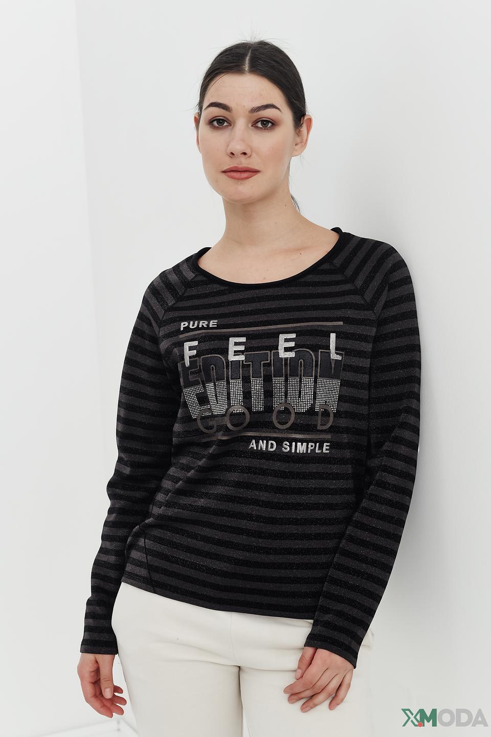 Пуловер Monari в полоску с принтом