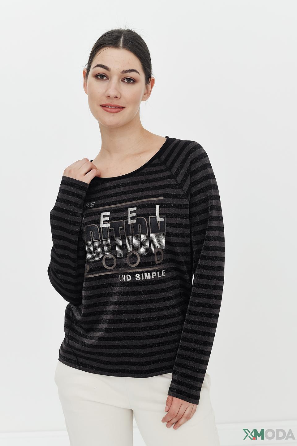 Пуловер Monari в полоску с принтом