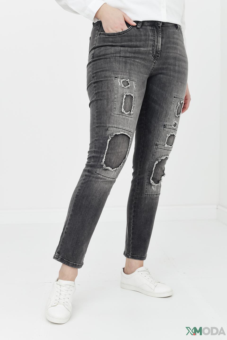 Джинсы Frapp серые с рваностями