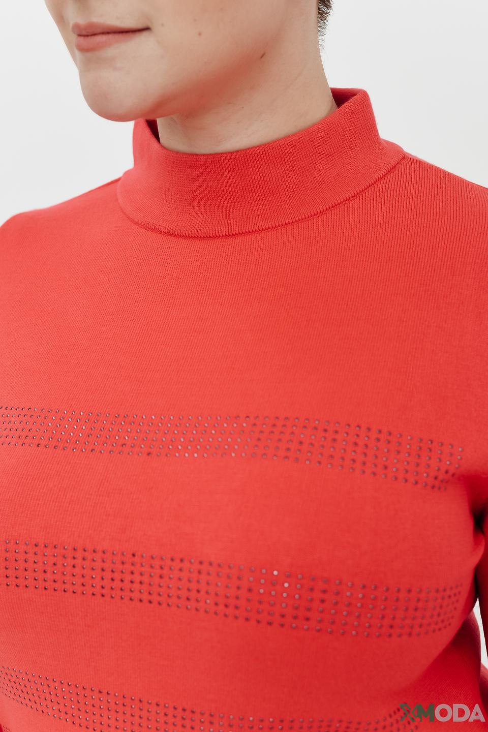 Водолазка Rabe collection кораллового цвета с декоративными элементами