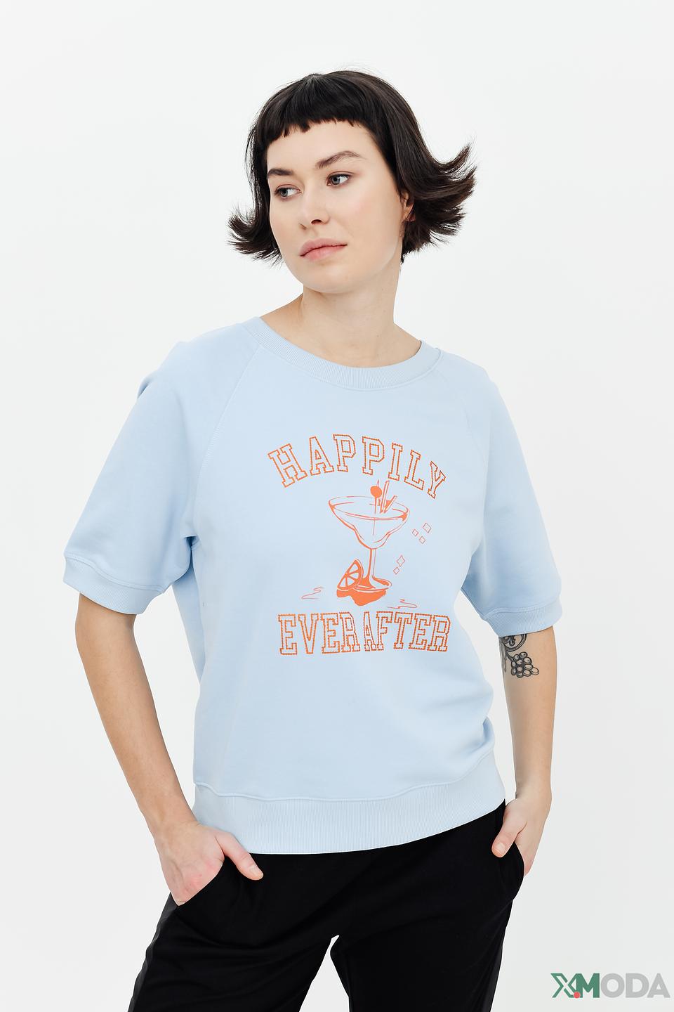 Пуловер Margittes с принтом голубой