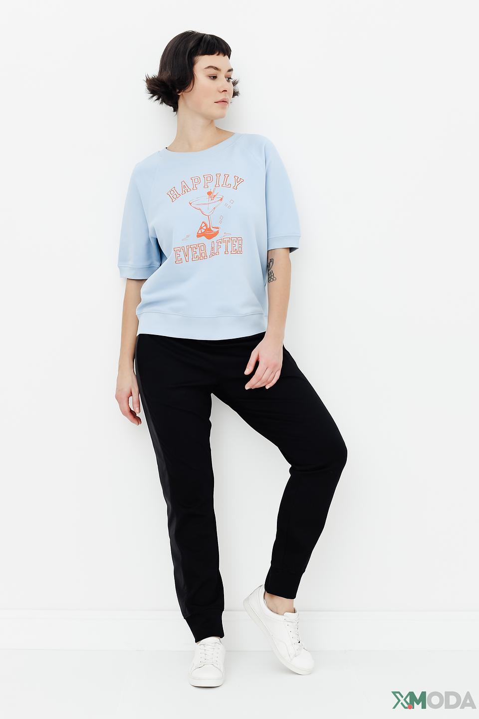 Пуловер Margittes с принтом голубой