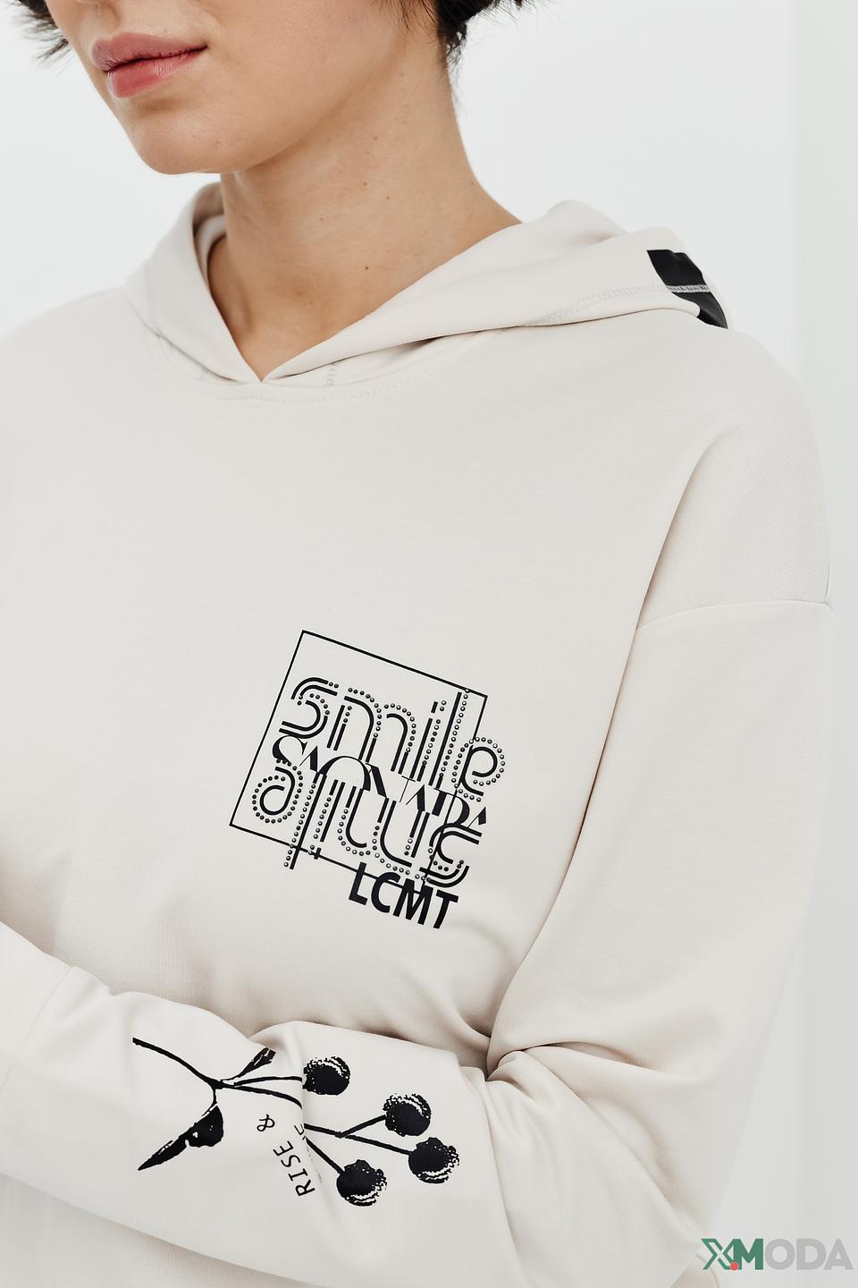 Пуловер Lecomte с капюшоном бежевый