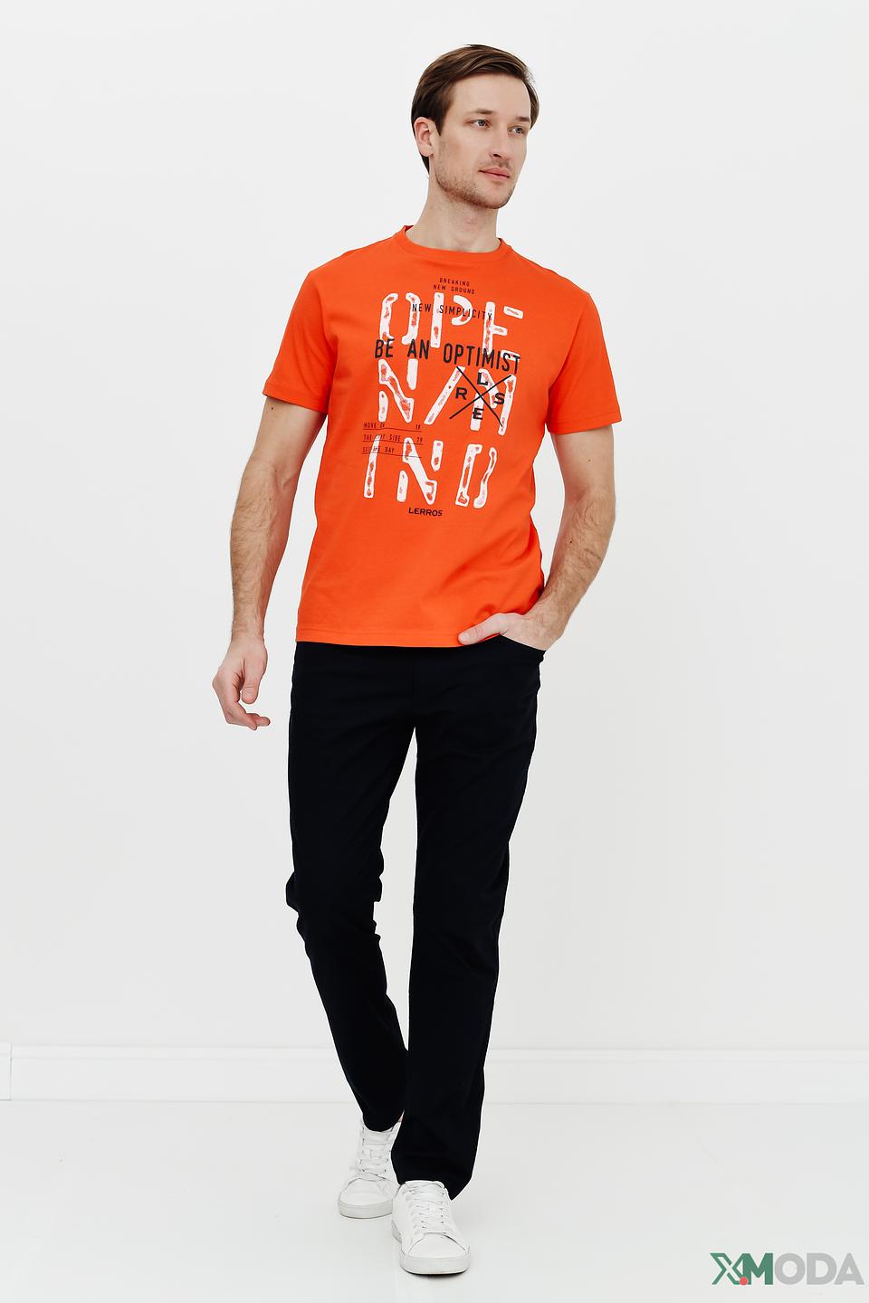 Футболка Lerros оранжевая с принтом