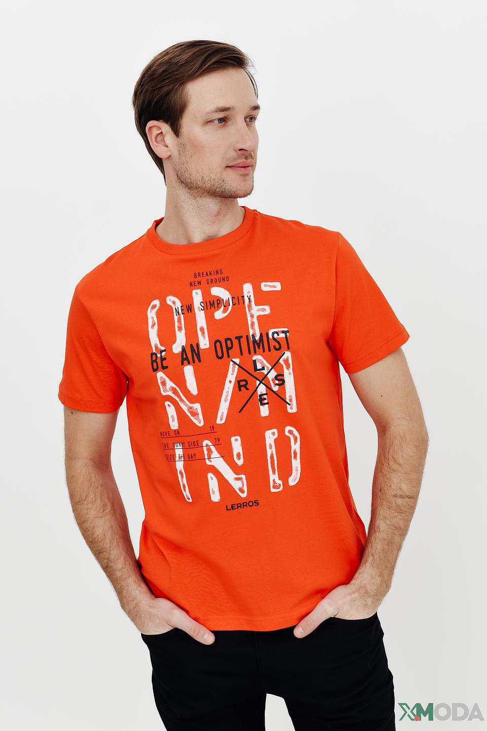 Футболка Lerros оранжевая с принтом