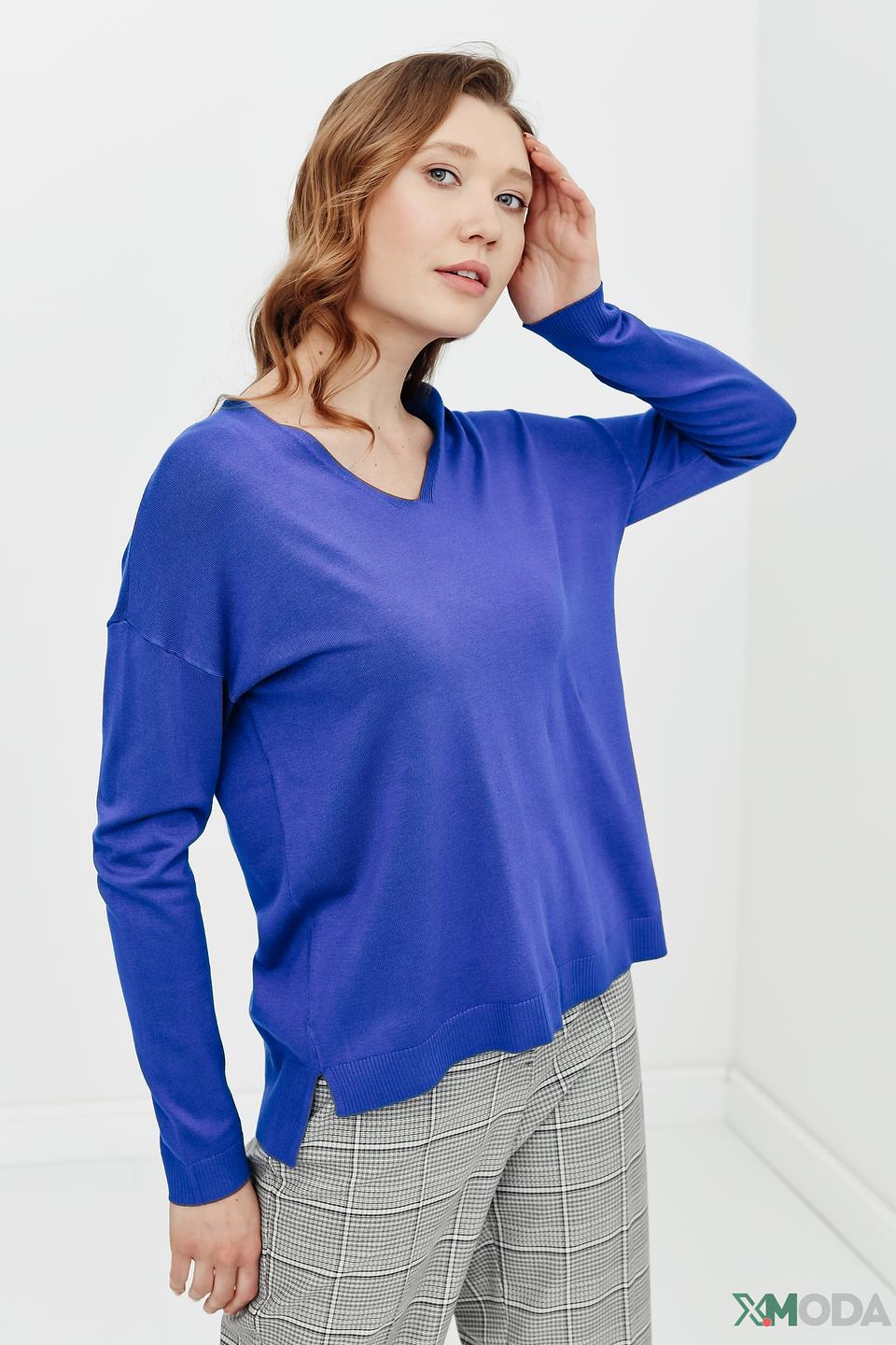 Пуловер Betty Barclay синий с V-образным вырезом