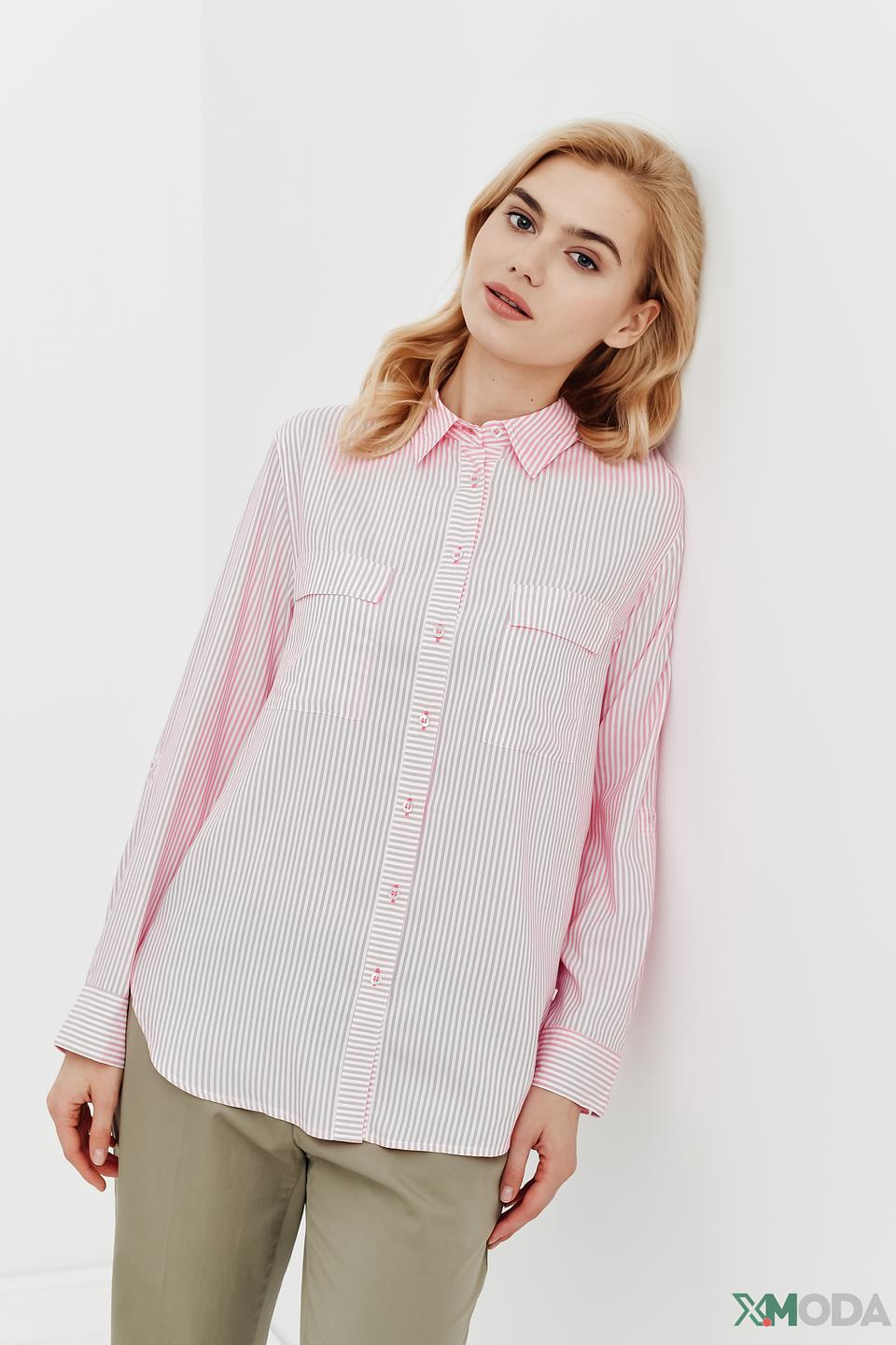 Рубашка Olsen в полоску розовая