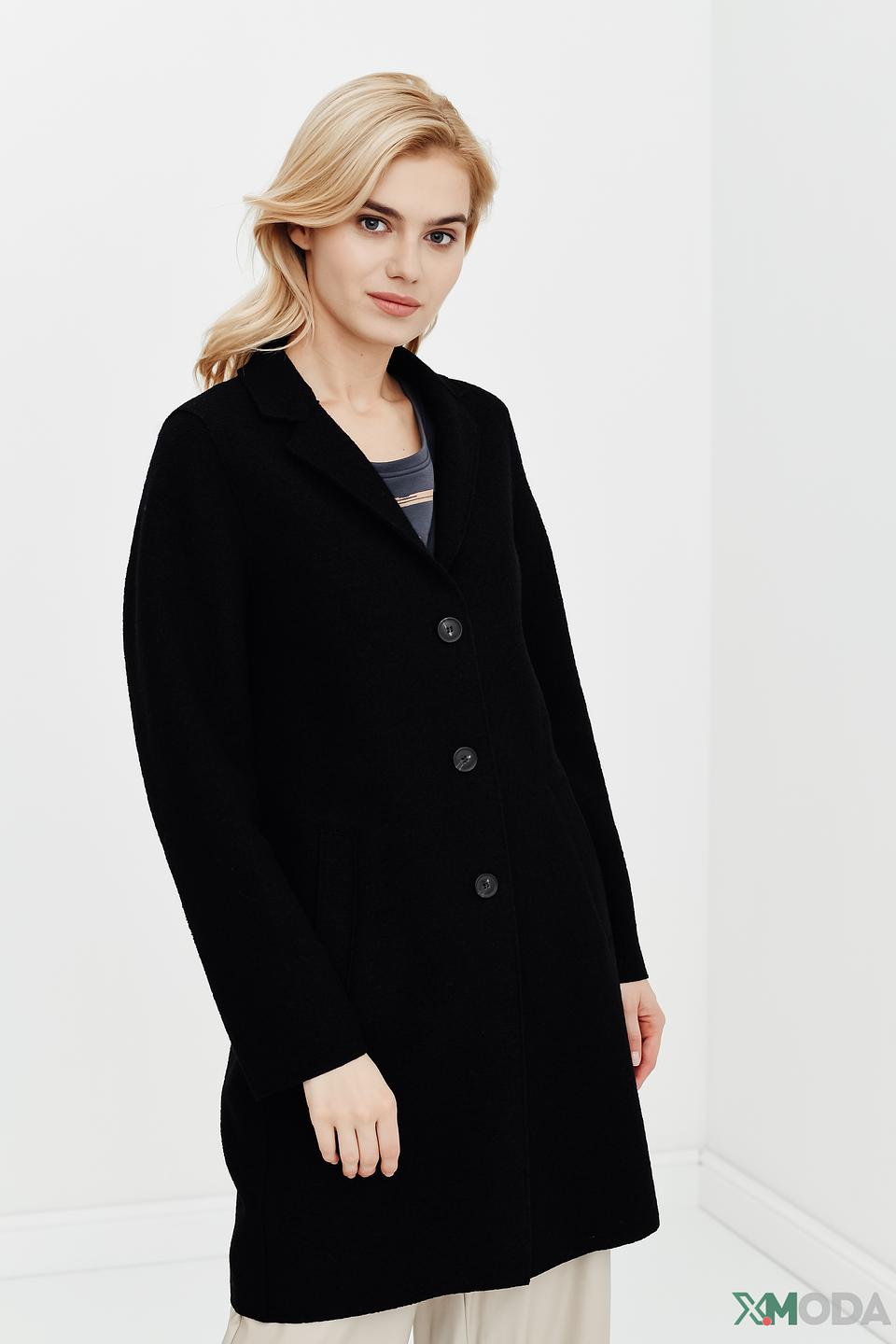 Пальто Oui чёрное приталенное