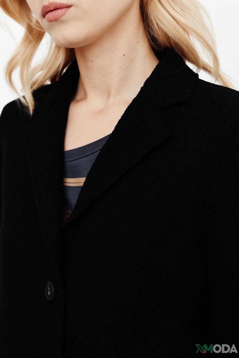 Пальто Oui чёрное приталенное