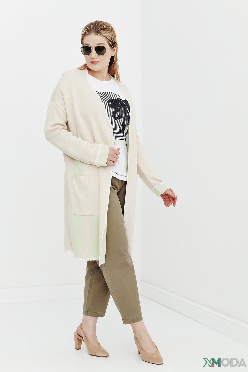 Кардиган Taifun бежевый с отделкой