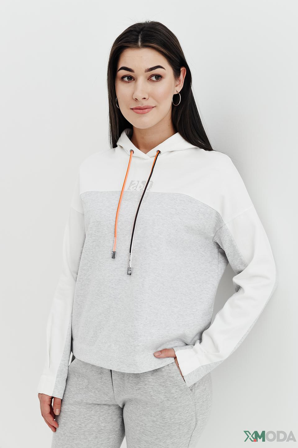 Пуловер Marc Cain с капюшоном серый