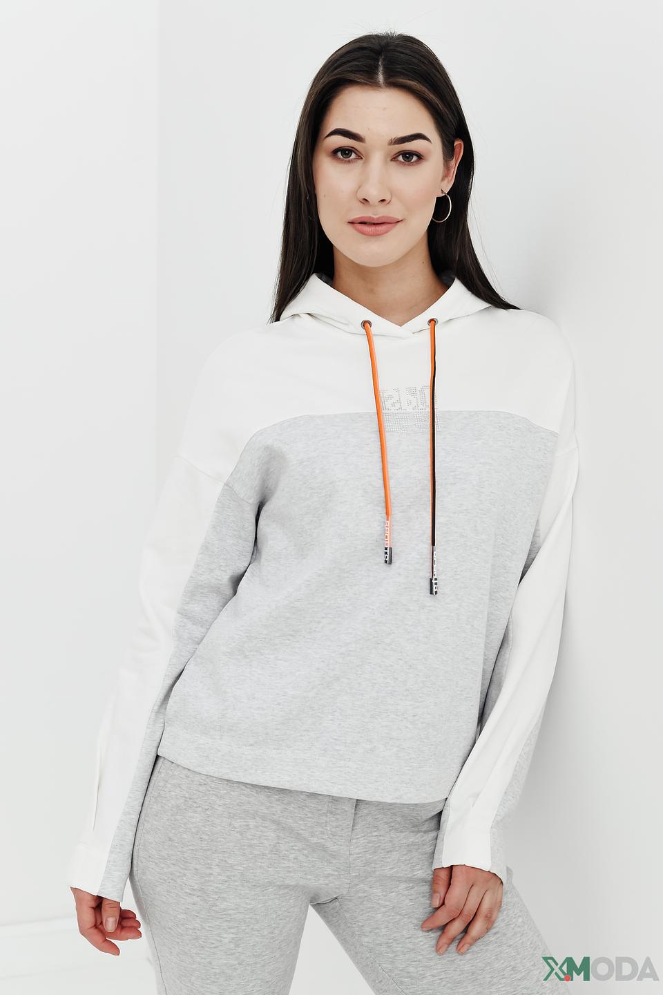 Пуловер Marc Cain с капюшоном серый