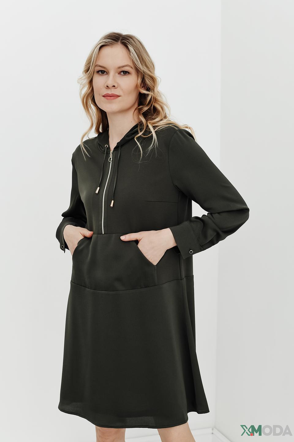 Платье Betty Barclay хаки с капюшоном