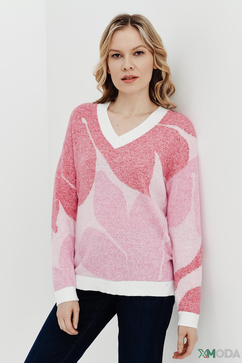 Пуловер Olsen с принтом сердец розовый