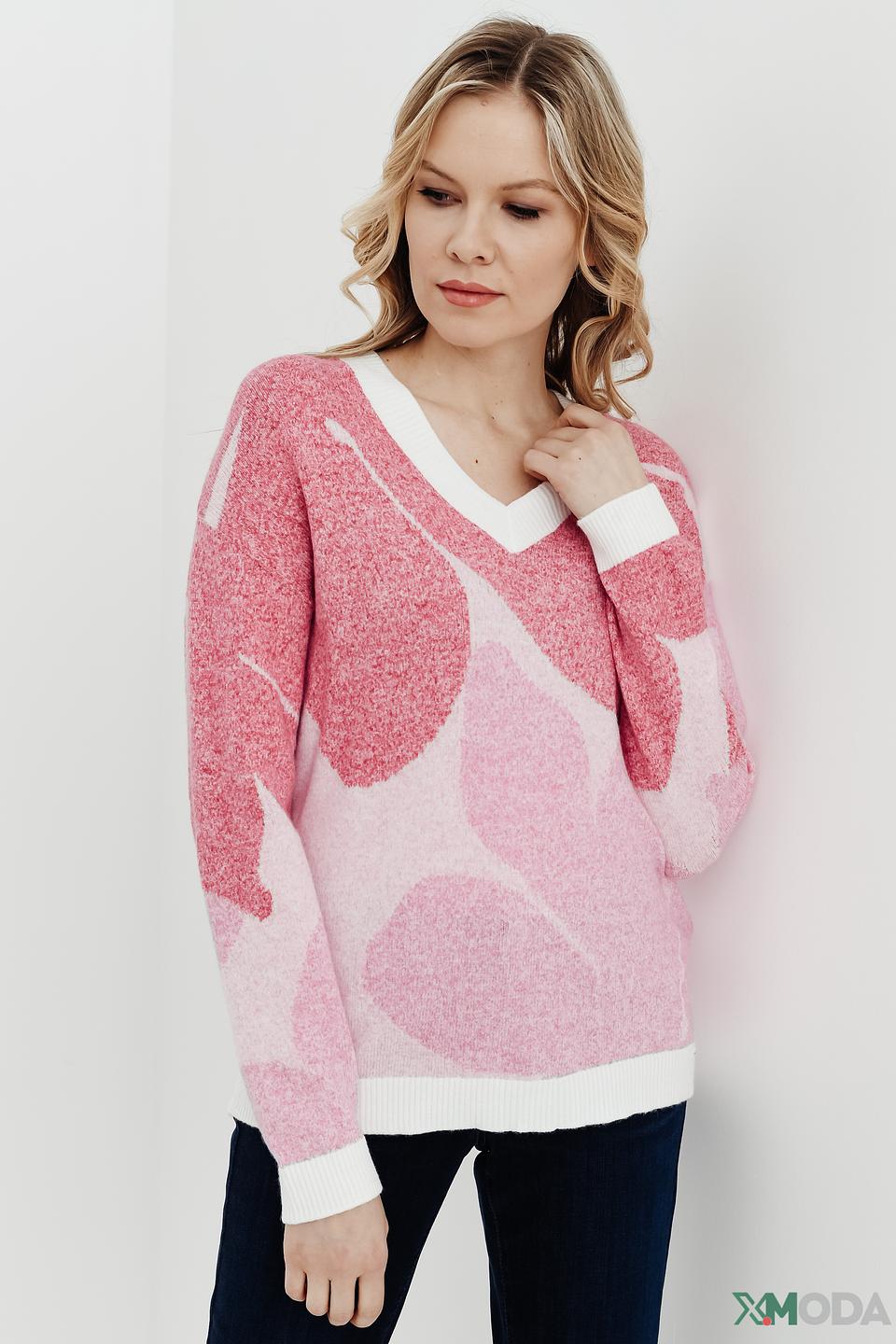 Пуловер Olsen с принтом сердец розовый