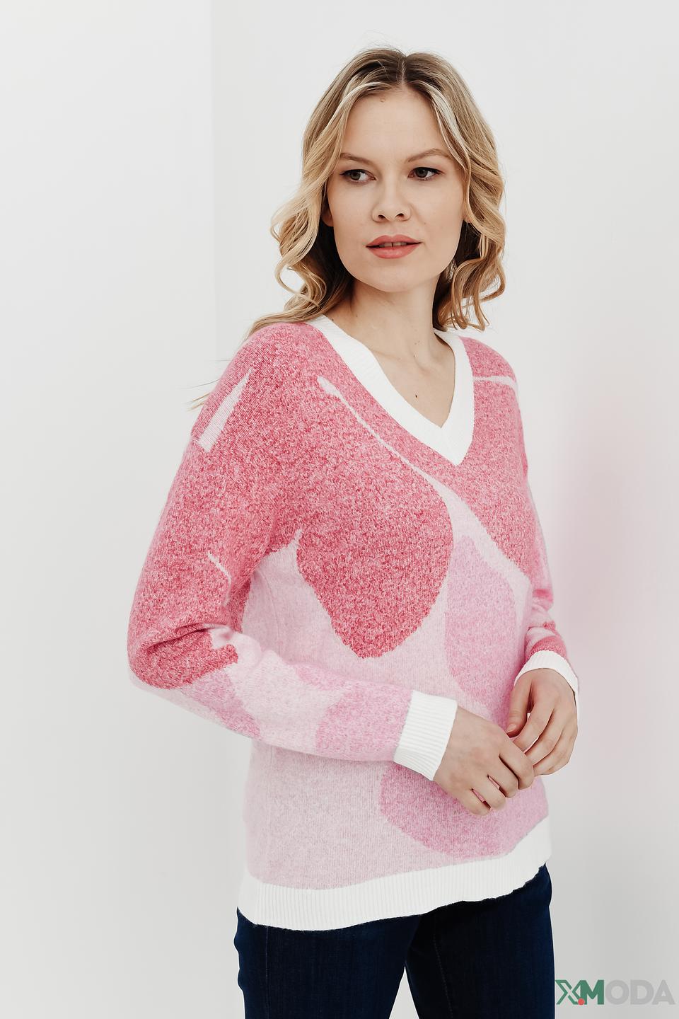 Пуловер Olsen с принтом сердец розовый