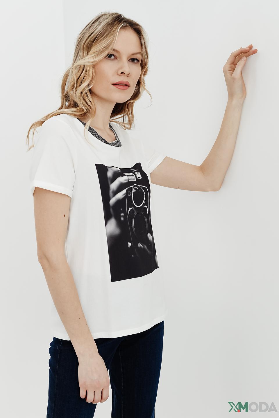 Футболка Oui с принтом фотоаппарат, белый