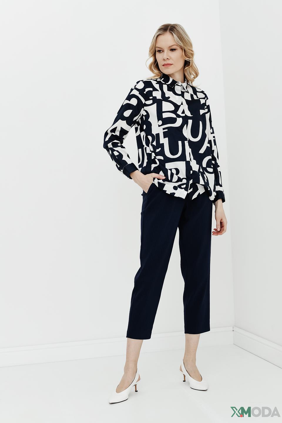 Брюки классические Betty and Co темно-синие