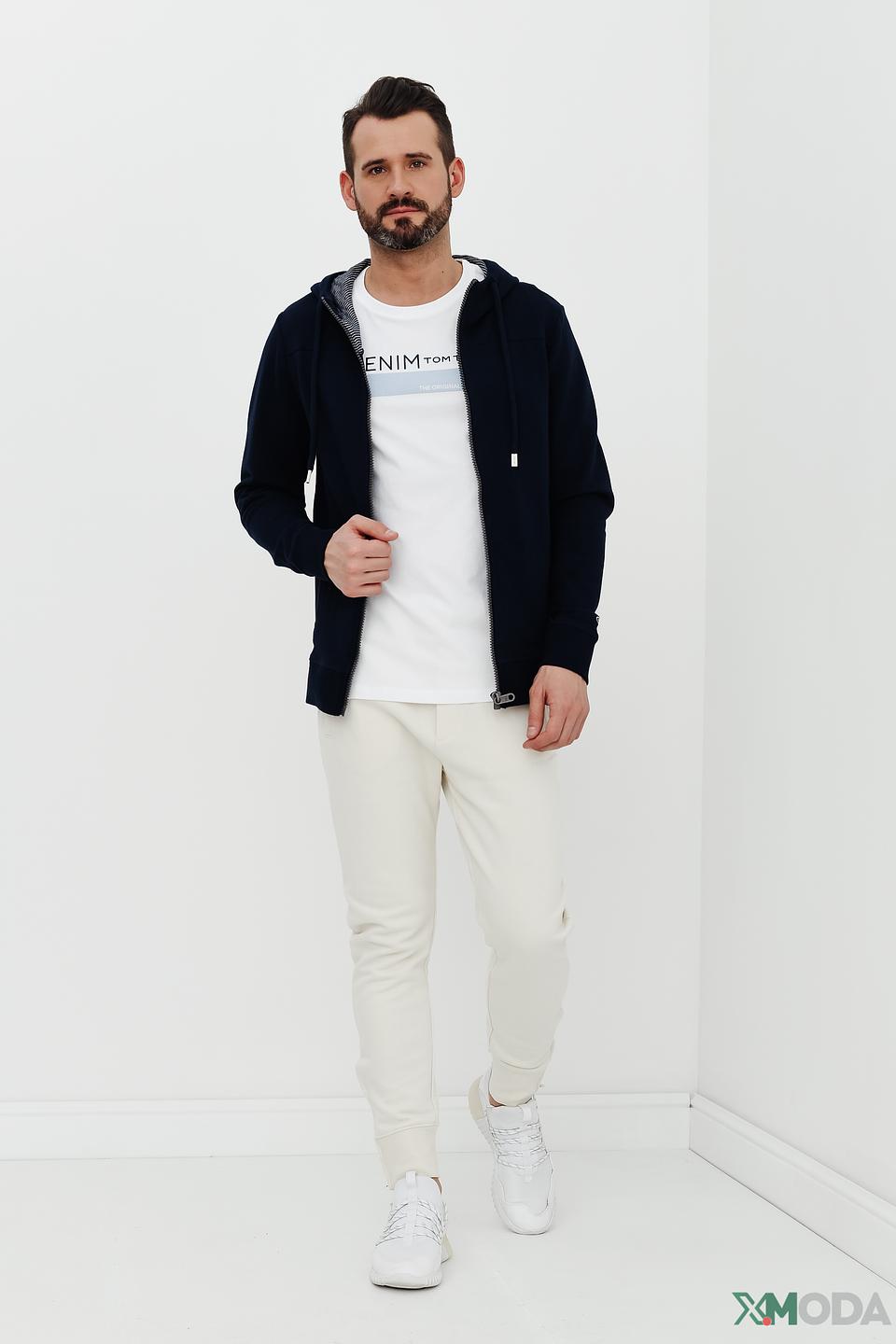 Мужской кардиган Tom Tailor синий на молнии с капюшоном