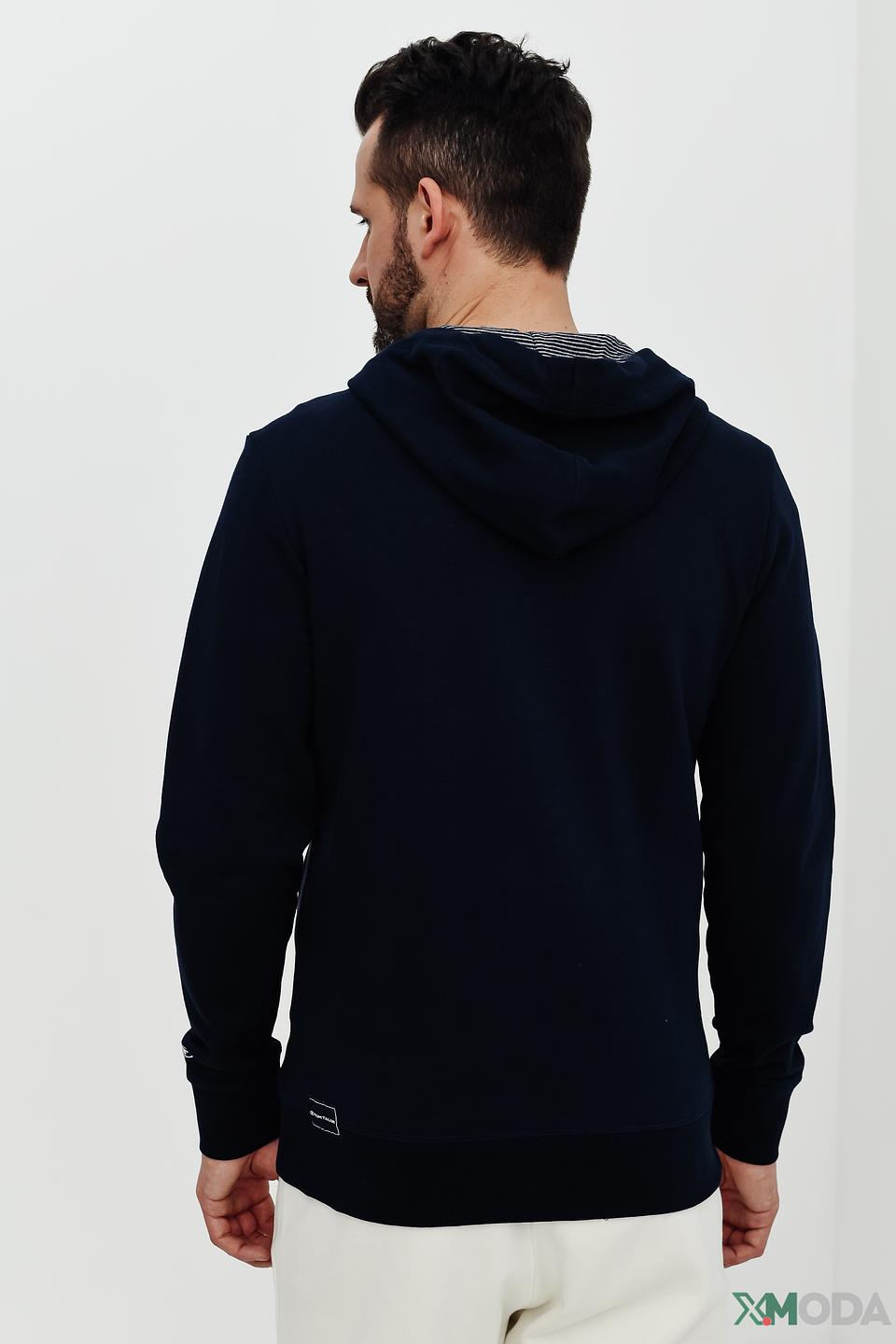 Мужской кардиган Tom Tailor синий на молнии с капюшоном