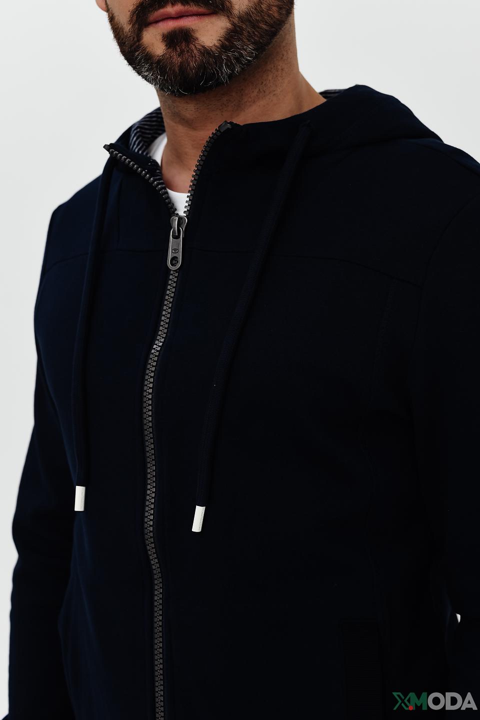 Мужской кардиган Tom Tailor синий на молнии с капюшоном