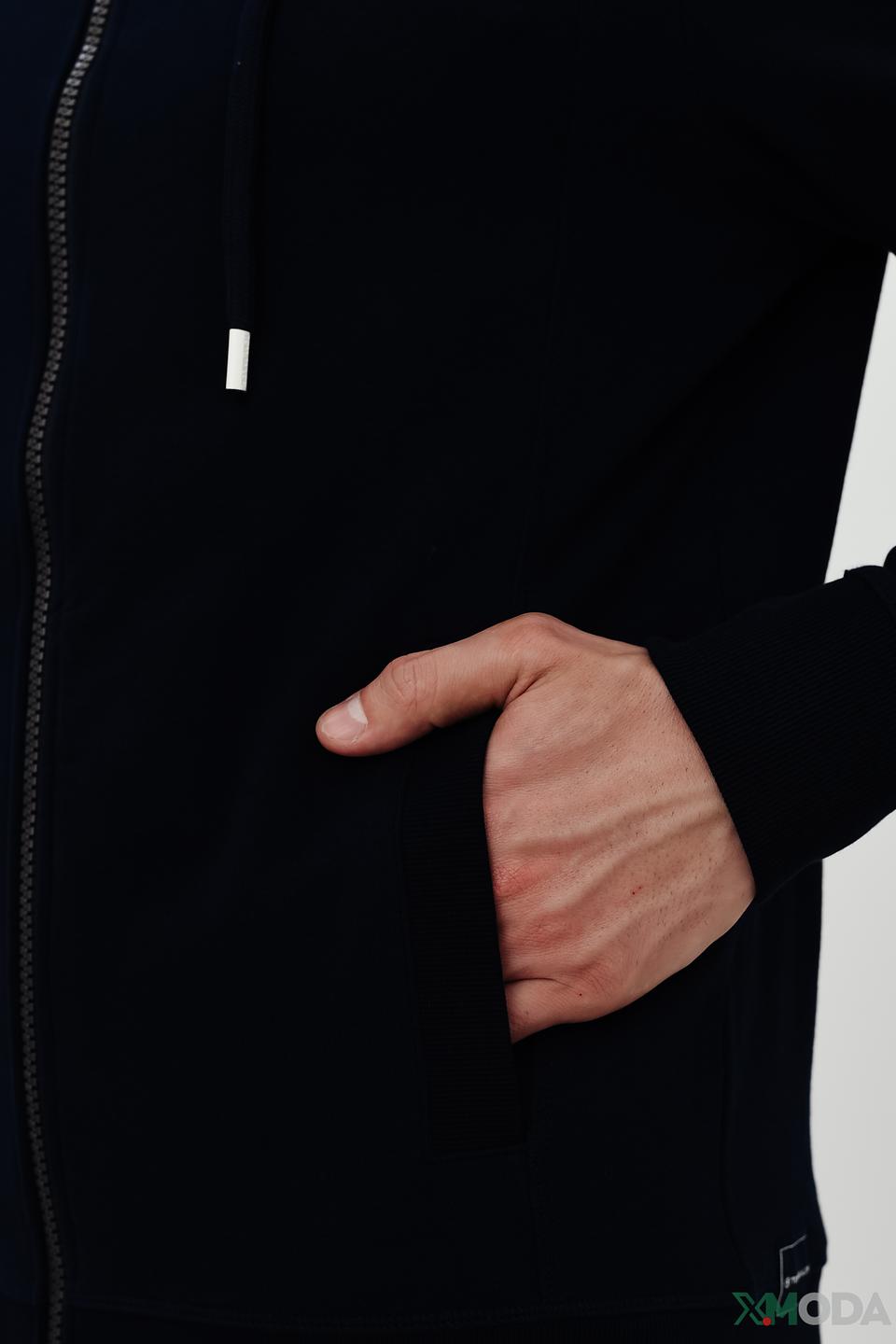 Мужской кардиган Tom Tailor синий на молнии с капюшоном