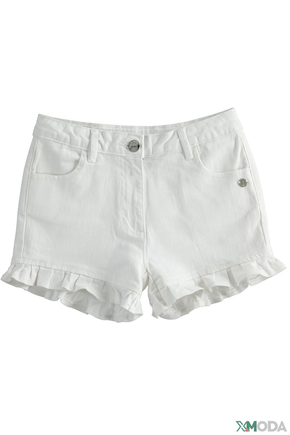 Джинсовые шорты Sarabanda белые с рюшами