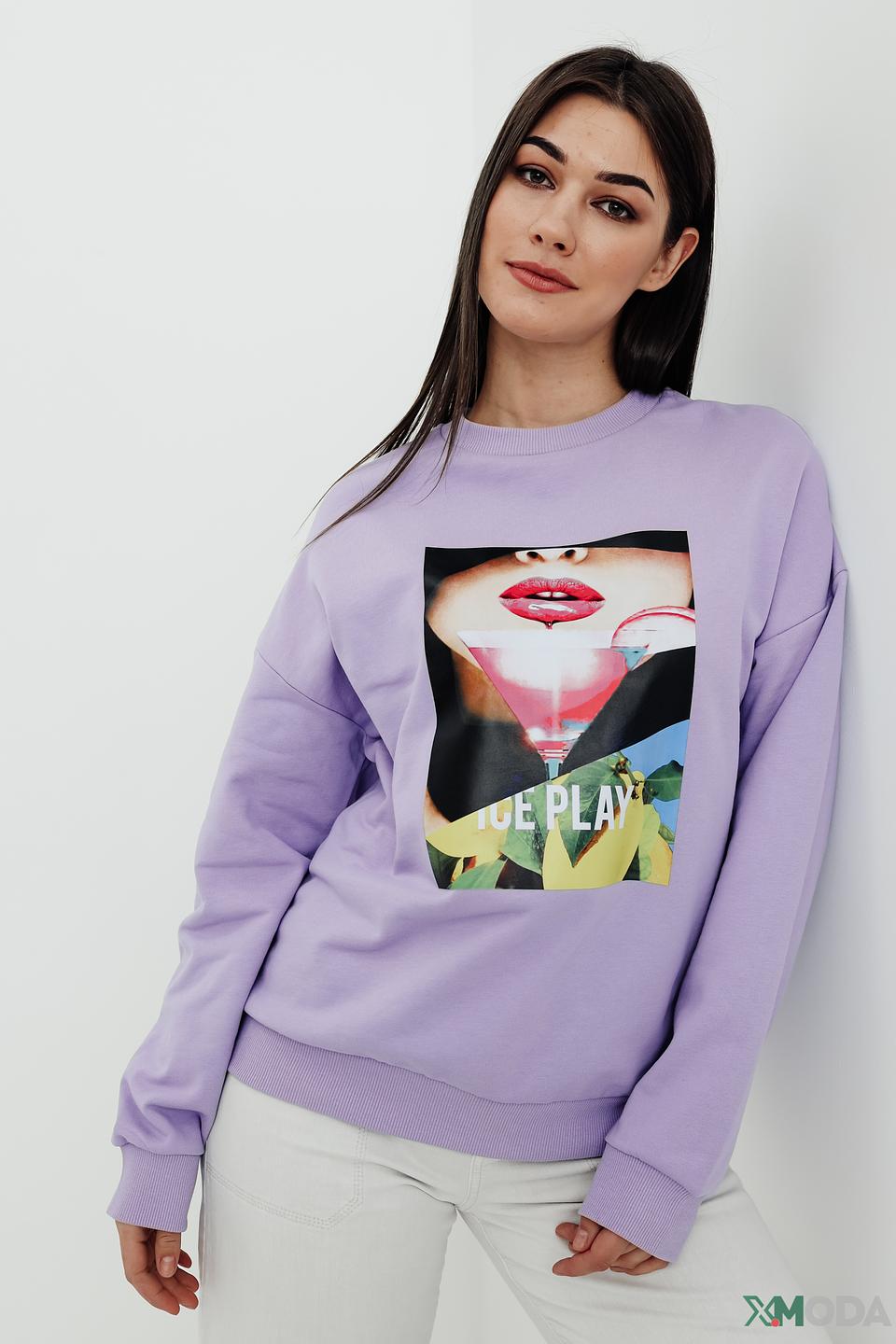 Толстовка Ice Play с принтом губ