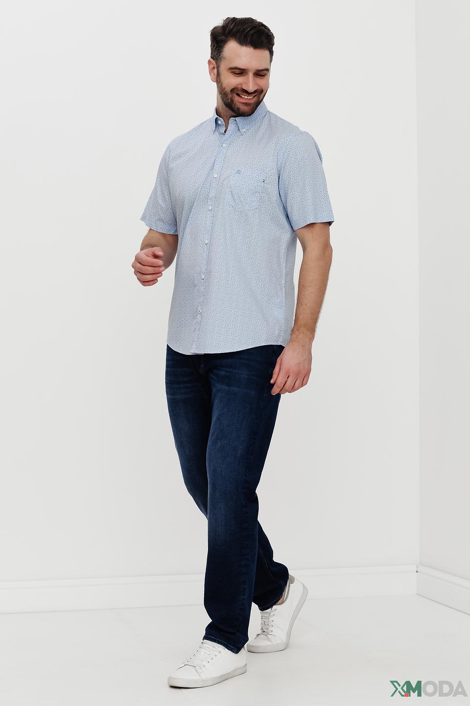 Рубашка кр Lerros с принтом голубой