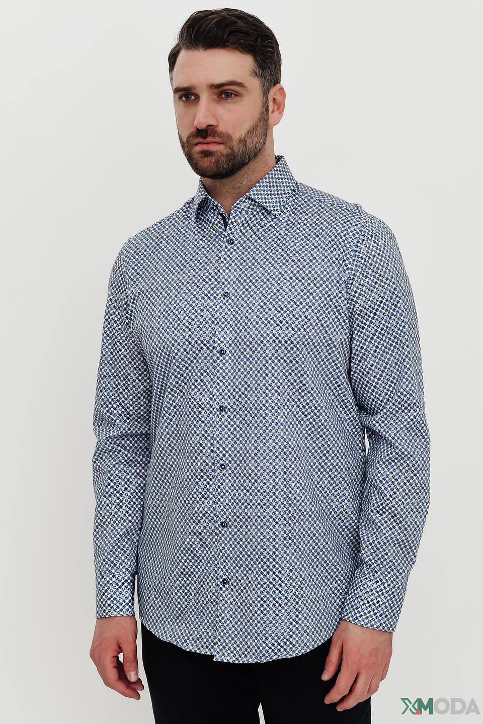 Рубашка Venti мужская в клетку голубая