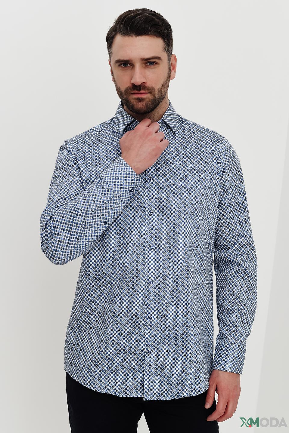 Рубашка Venti мужская в клетку голубая