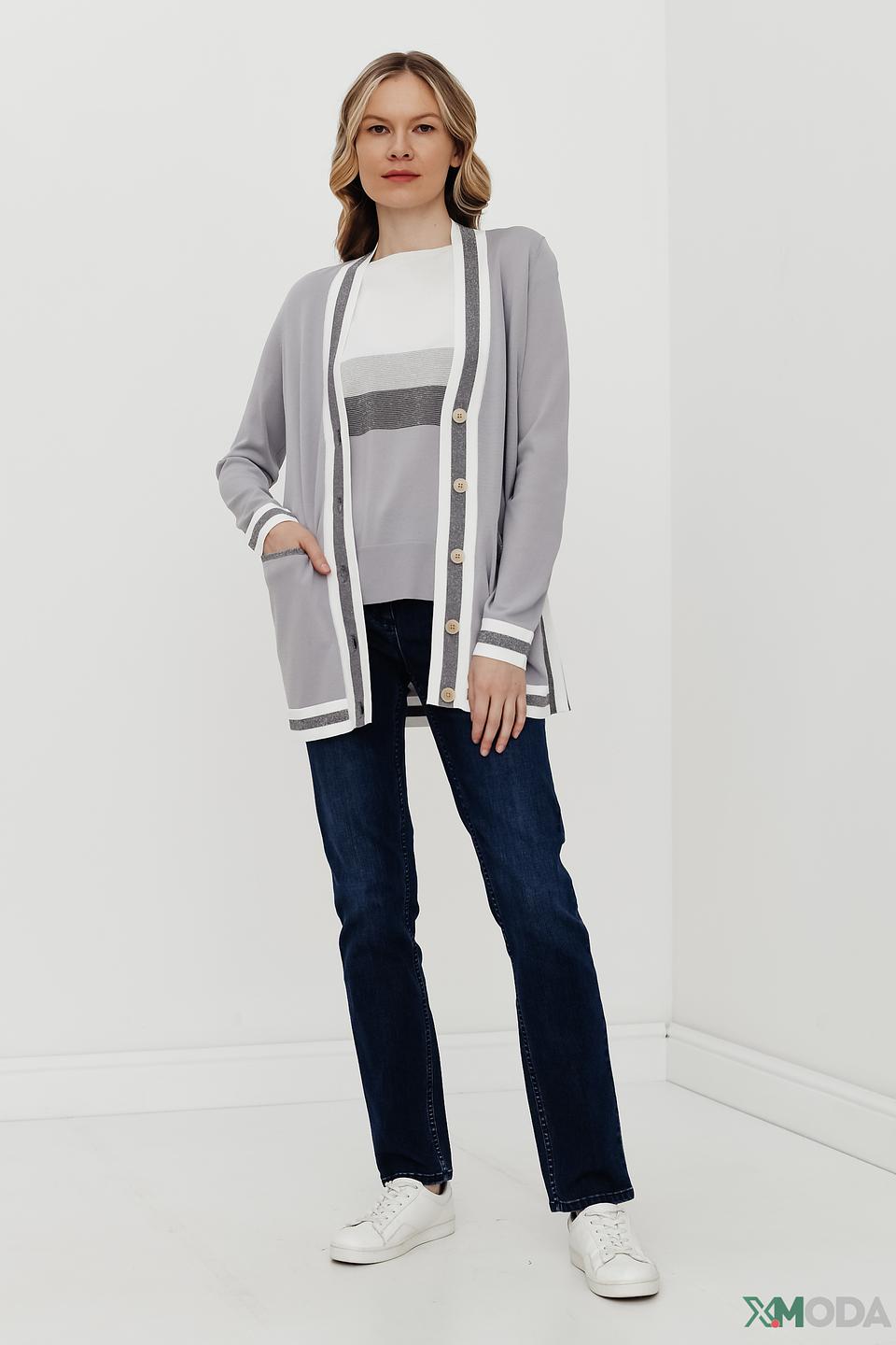 Кардиган Pezzo серый с полоской