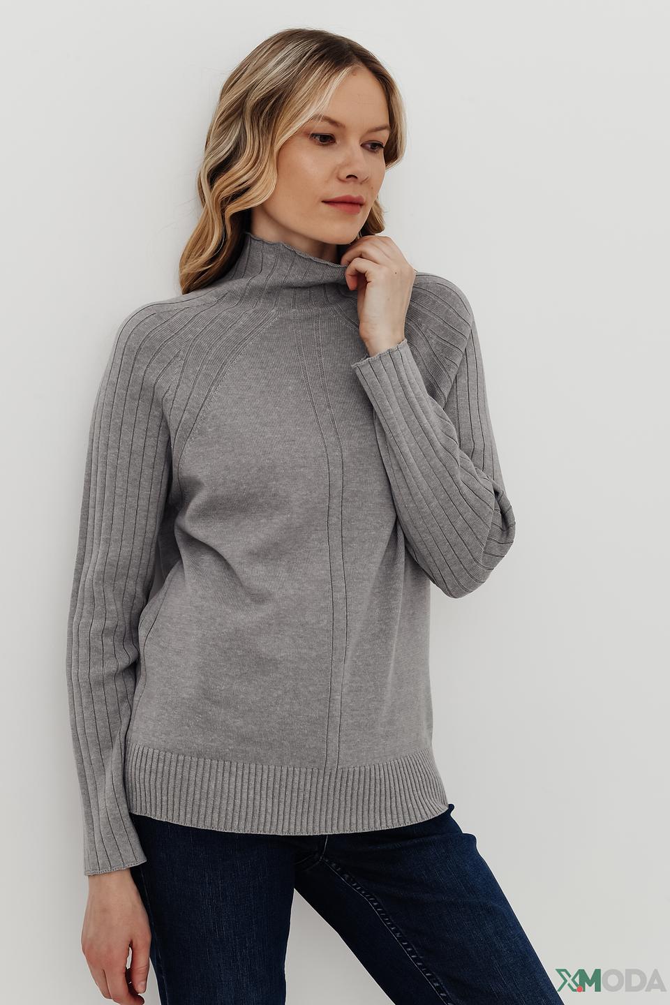 Пуловер Pezzo серый с высоким горлом